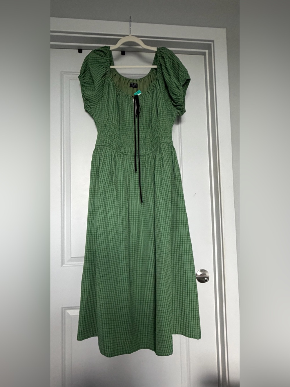 Few Moda Green Smocked Puff Sleeve Midi Dress NWT 1XL Cottagecore Style